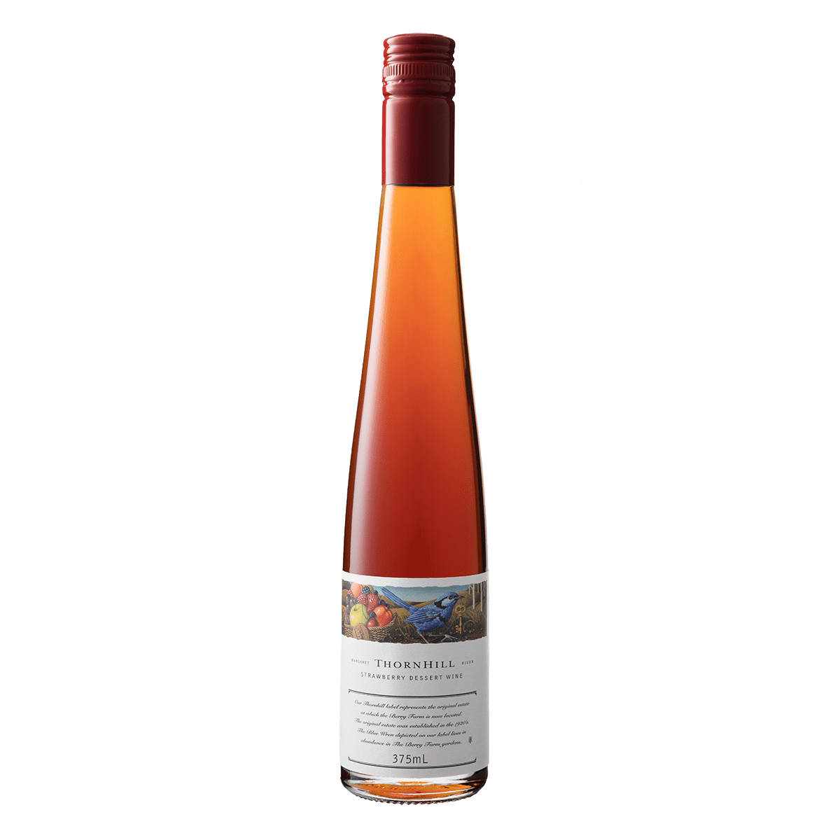 A bottle of strawberry dessert wine